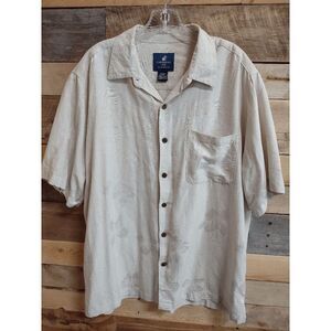 Caribbean Joe Island Supply Co. Men's XL 100% Silk Cream Colored Hawaiian Shirt